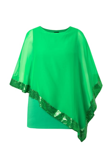 Halenka, šifonový přehoz, lodičkový výstřih, 3/4 rukávy