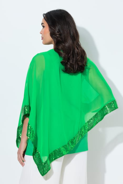 Bluse, Chiffon-Überwurf, U-Boot-Ausschnitt, 3/4-Arm