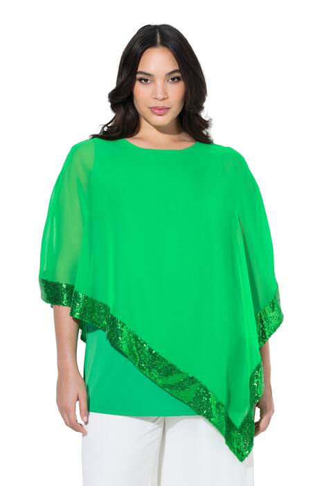 Halenka, šifonový přehoz, lodičkový výstřih, 3/4 rukávy