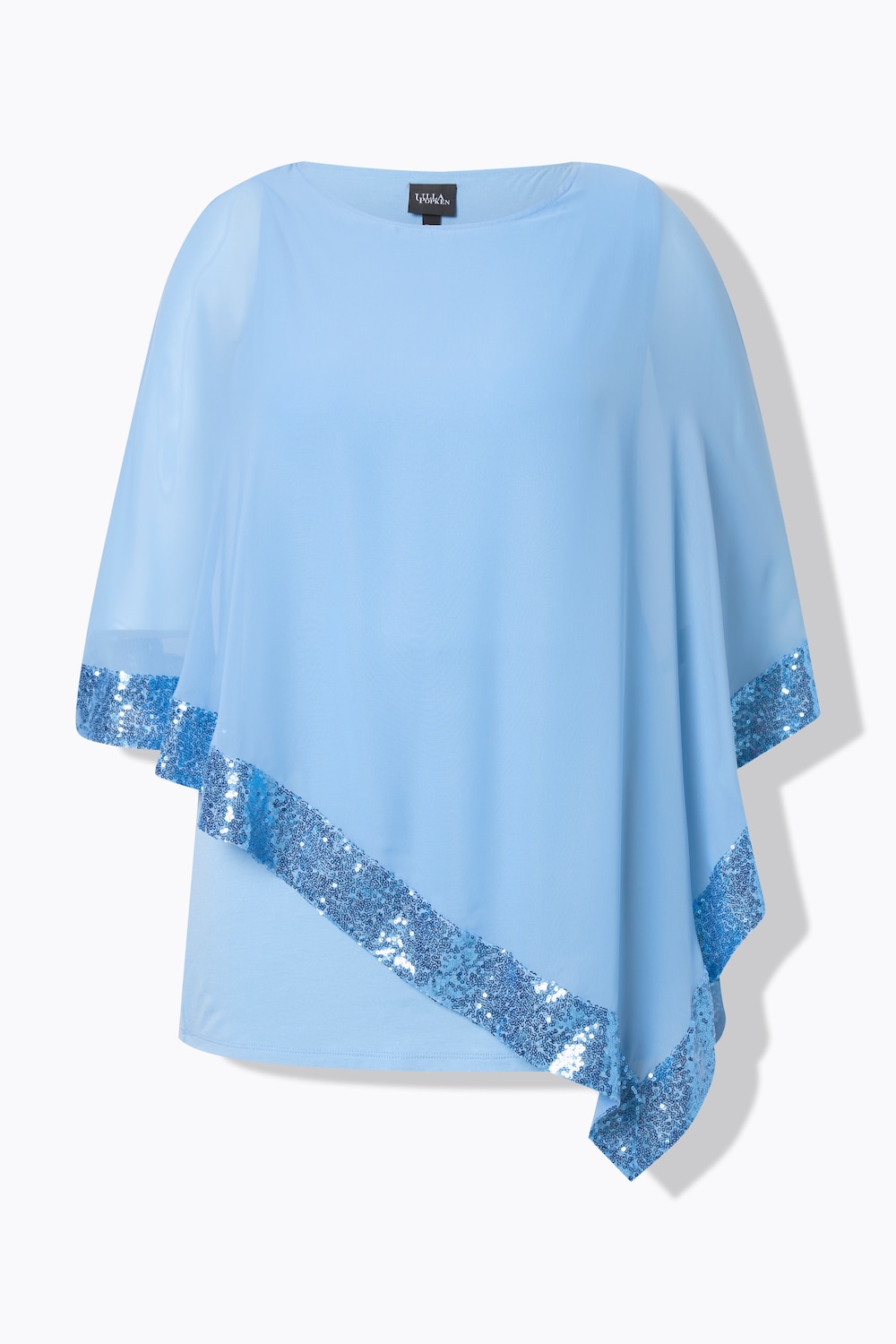 Stora storlekar Blus med chiffongsjal, Dam, blå, storlek: 46/48, Polyester/Viskos, Ulla Popken