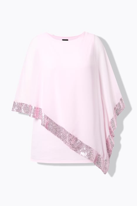 Bluse, Chiffon-Überwurf, U-Boot-Ausschnitt, 3/4-Arm