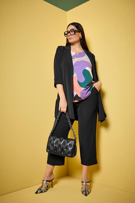 Blazer con revers, abbottonatura e maniche a 3/4