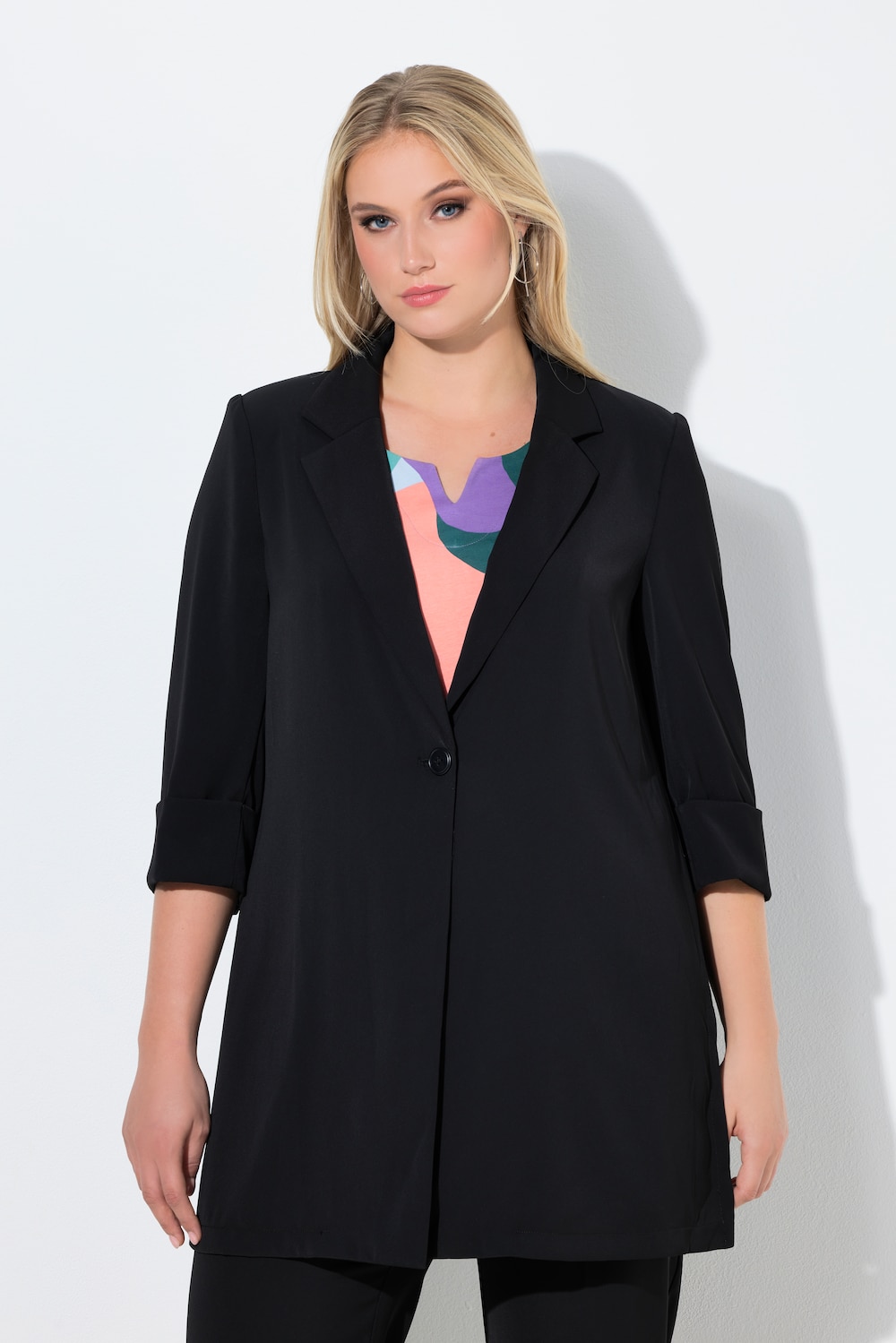 Thumbnail - Große Größen Blazer, Damen, schwarz, Größe: 50/52, Polyester, Ulla Popken
