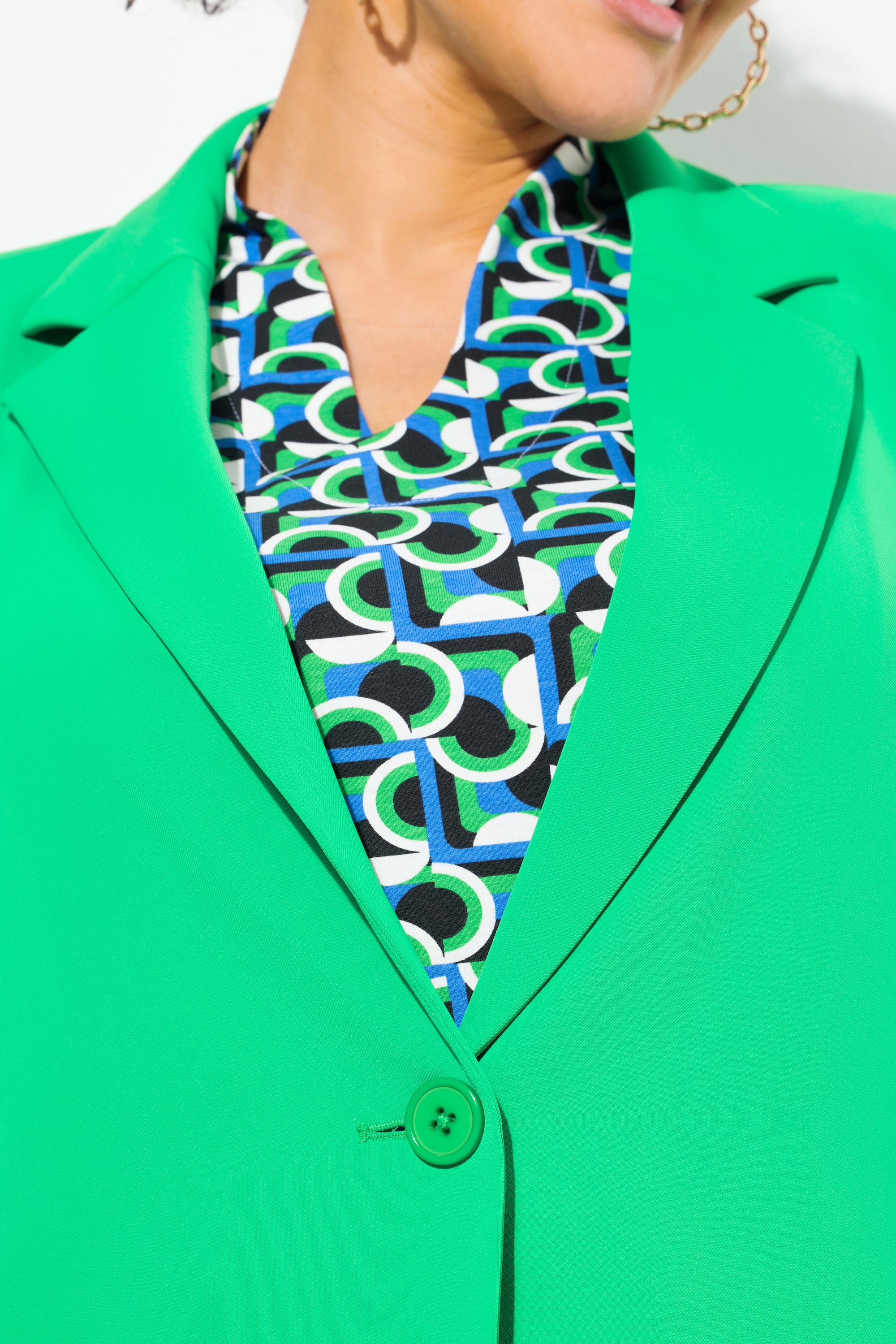 Ulla Popken Damen große Größen Blazer Reverskragen Knopfverschluss