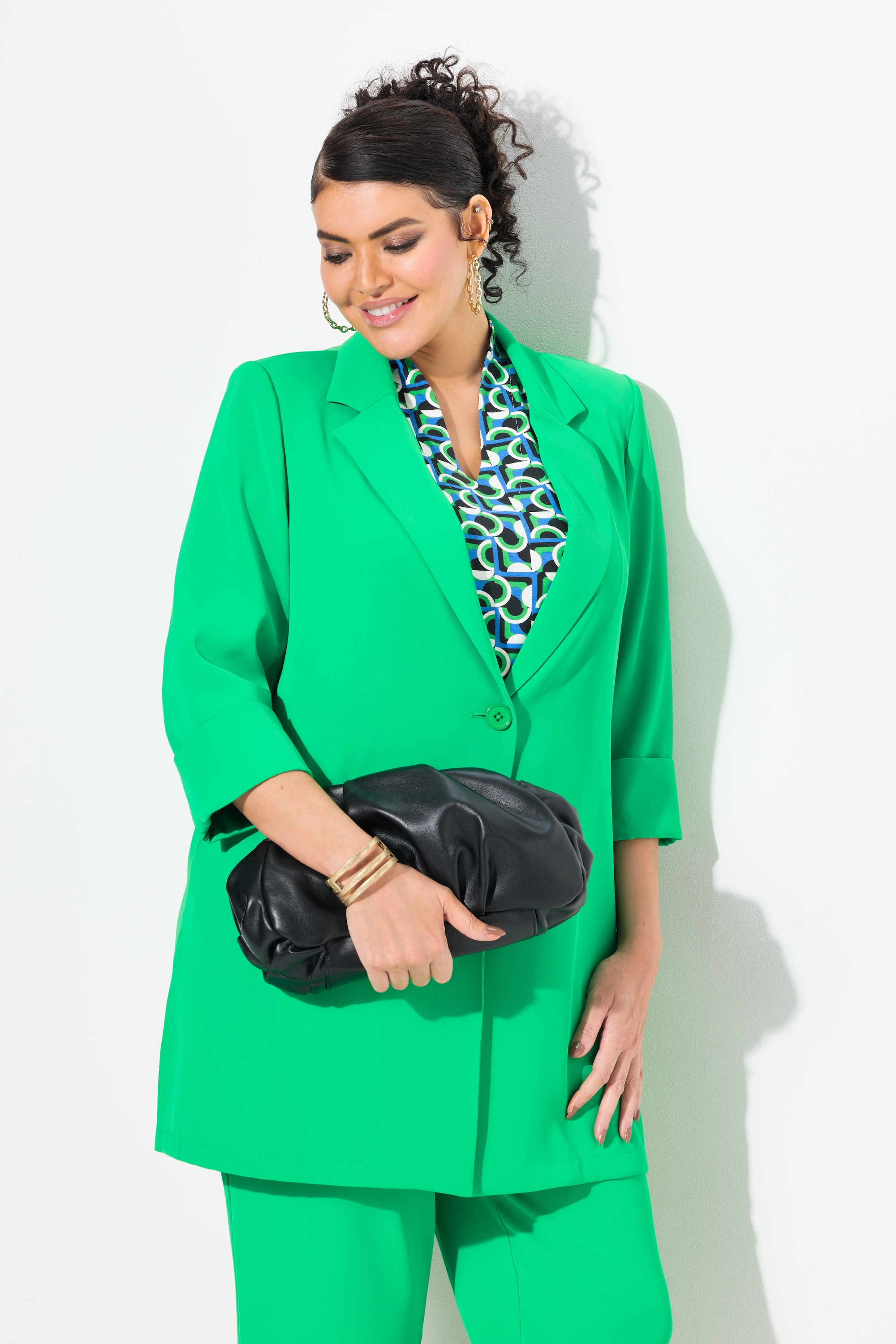 Ulla Popken Damen große Größen Blazer Reverskragen Knopfverschluss