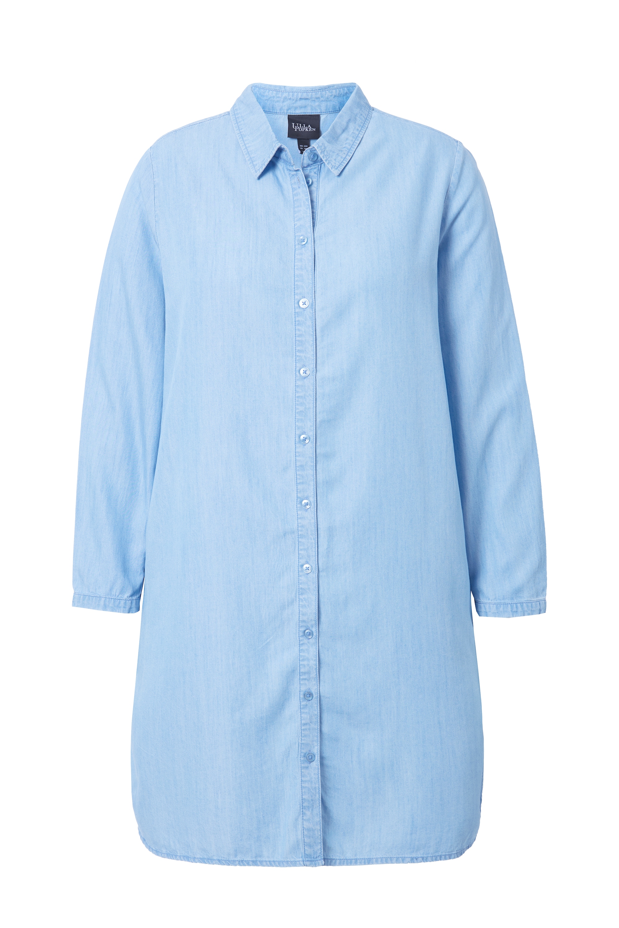 Ulla Popken Damen große Größen Lyocell Longbluse Jeansoptik Hemdkragen