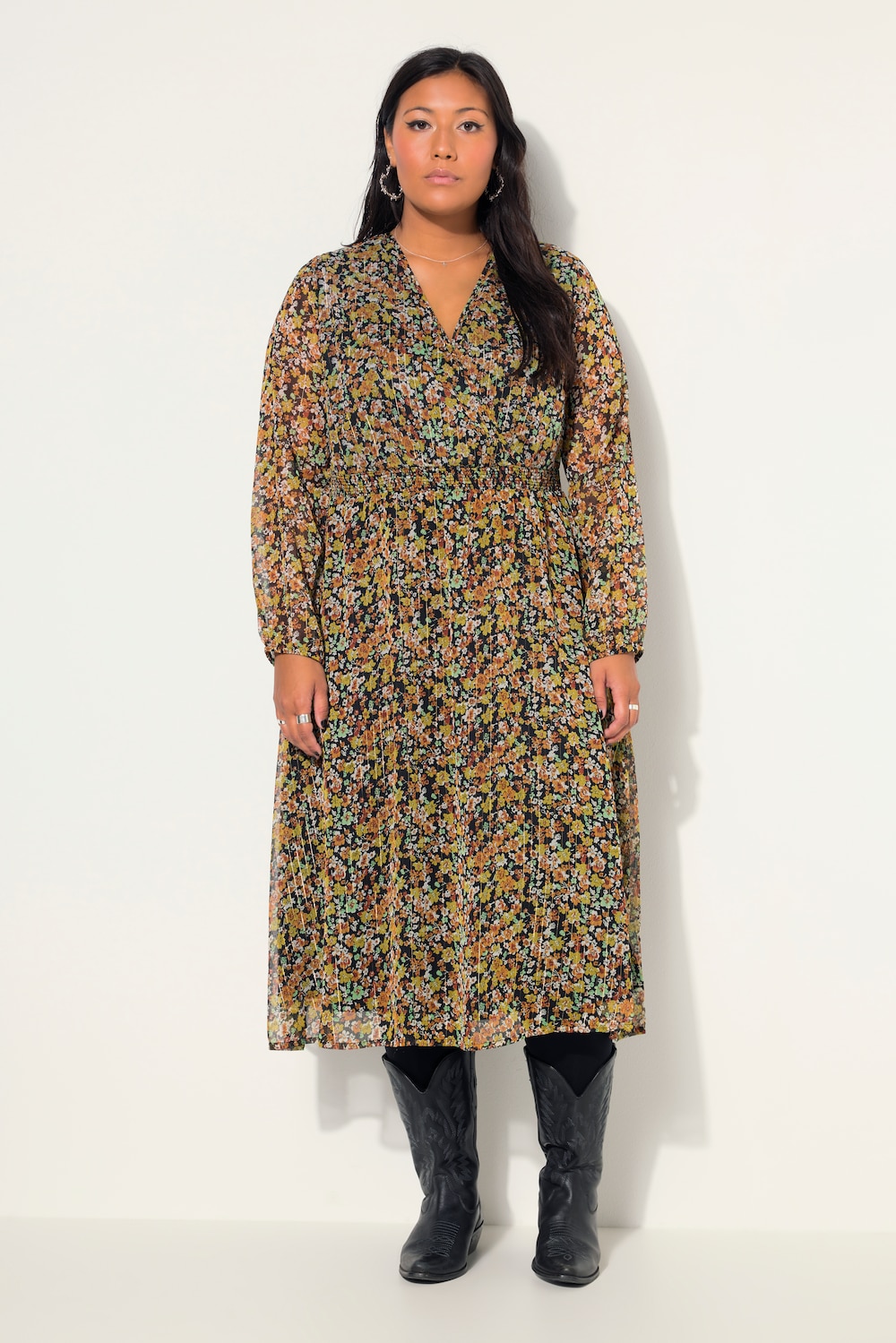 Midikleid, Flower-Minimal, A-Line, elastische Taille