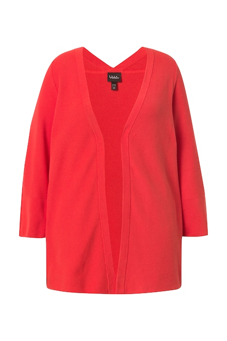 Rozepínací svetr, A střih, otevřený střih, výstřih do V, 3/4 rukávy