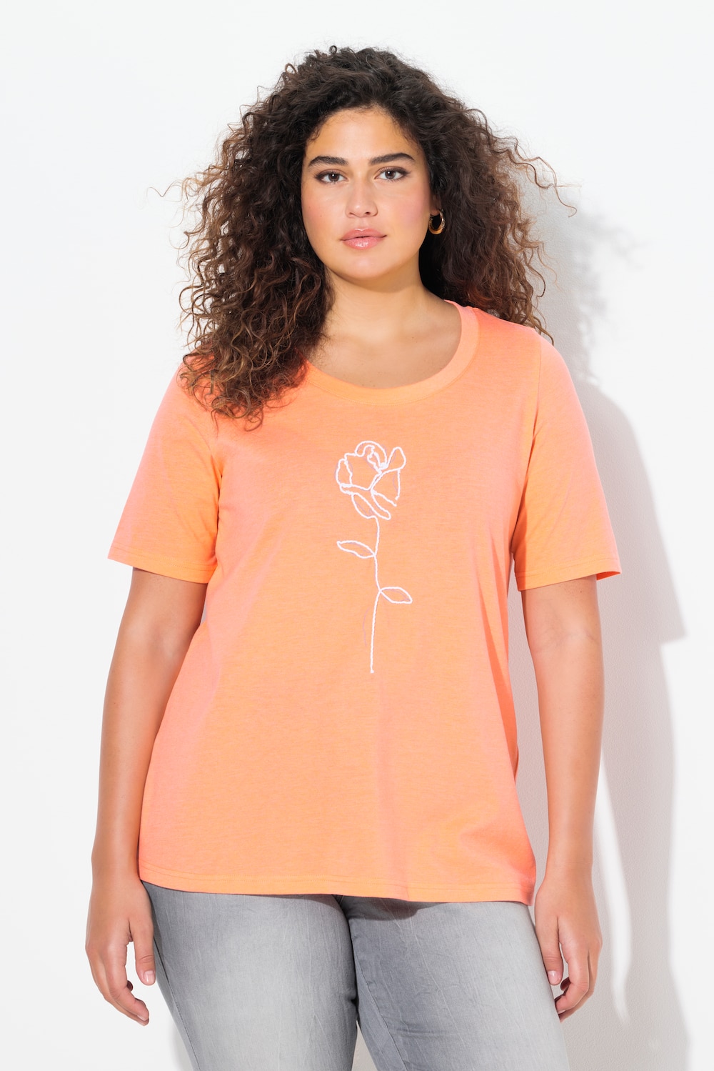 Große Größen T-Shirt, Damen, orange, Größe: 42/44, Baumwolle/Polyester, Ulla Popken