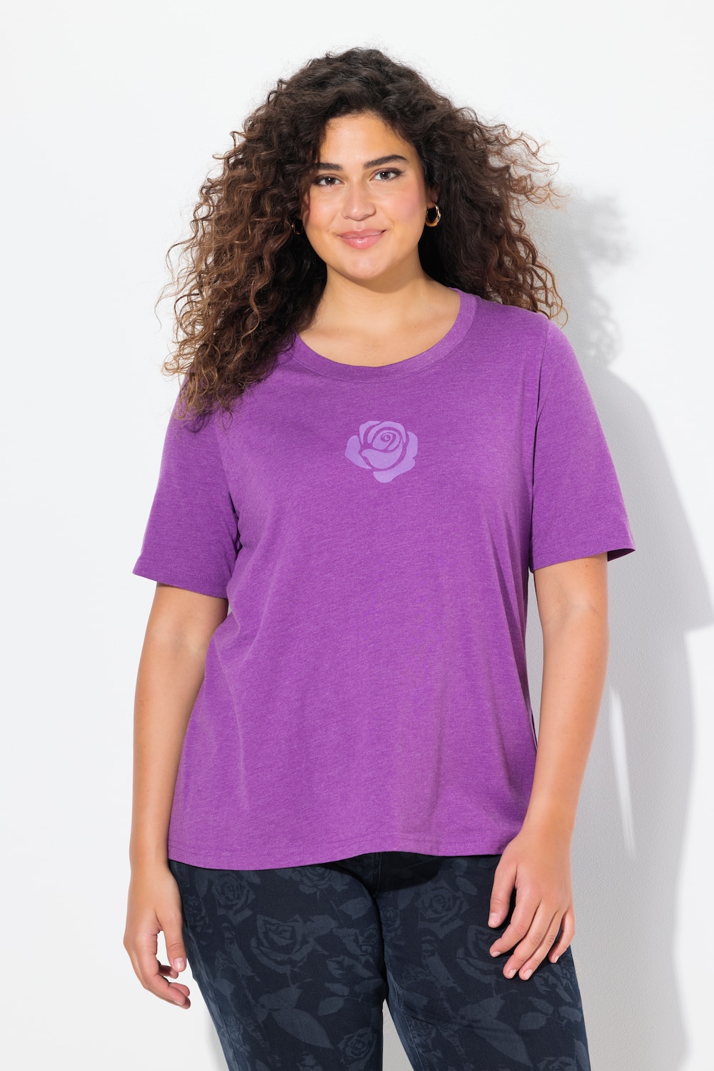 Große Größen T-Shirt, Damen, lila, Größe: 46/48, Baumwolle/Polyester, Ulla Popken