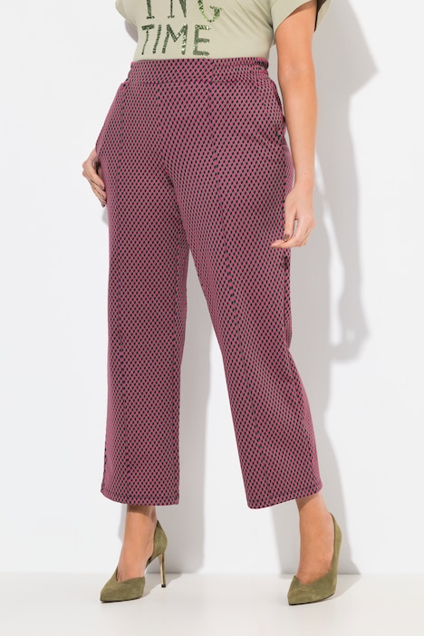 Pantalon jacquard, jambe droite et ceinture élastique