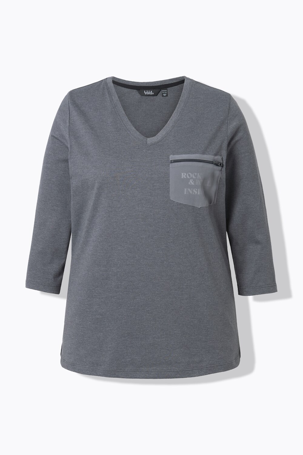 Stora storlekar Topp, Dam, grå, storlek: 58/60, Bomull/Polyester, Ulla Popken