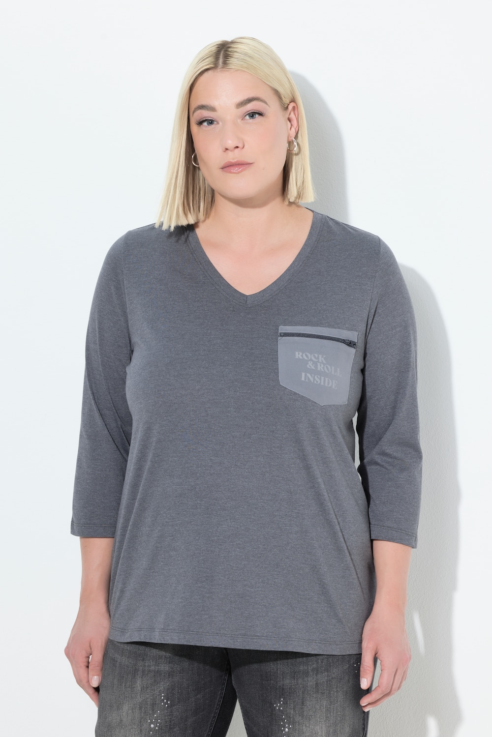 Thumbnail - Große Größen Shirt, Damen, grau, Größe: 62/64, Baumwolle/Polyester, Ulla Popken