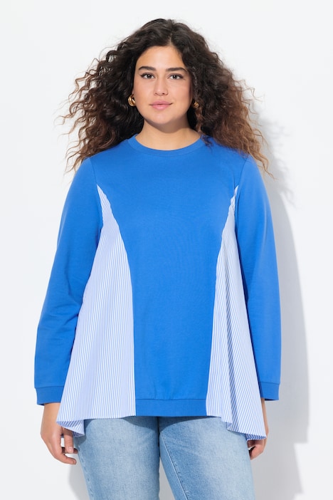 Sweatshirt, gestreepte inzetstukken, ronde hals, lange mouwen