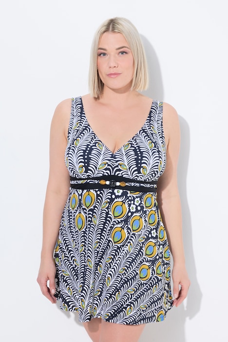 Peacock Print Swim Dress