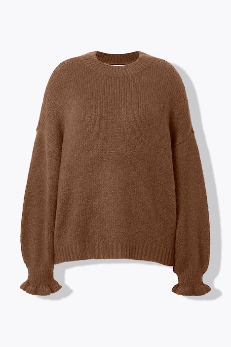 Pullover, oversized, Grobstrick, Rüschenärmel