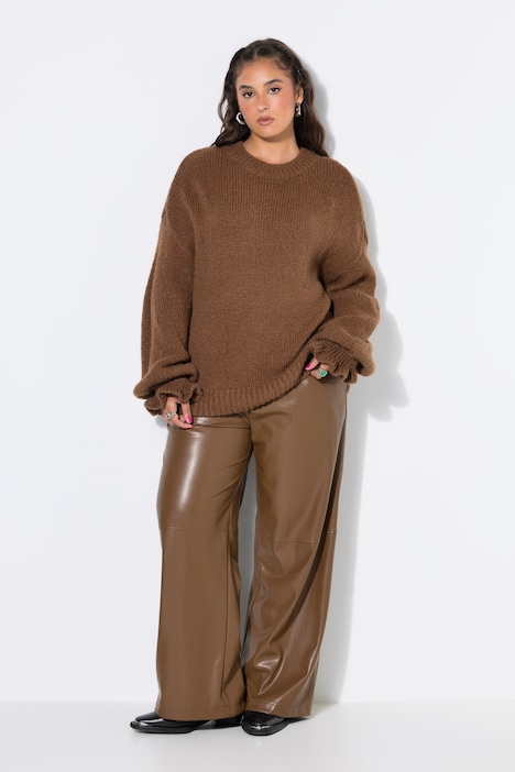 Pullover, oversized, Grobstrick, Rüschenärmel