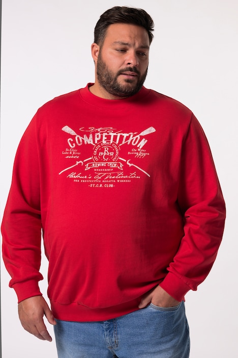 Men+ Sweatshirt, Rundhals, großer Druck, bis 8 XL