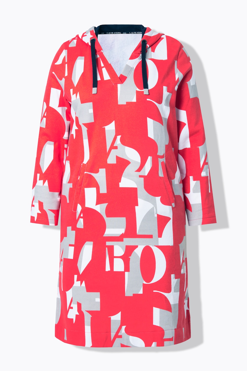 Stora storlekar Mjukisklänning med grafiskt print, Dam, röd, storlek: 56/58, Bomull/Polyester, LAURASON