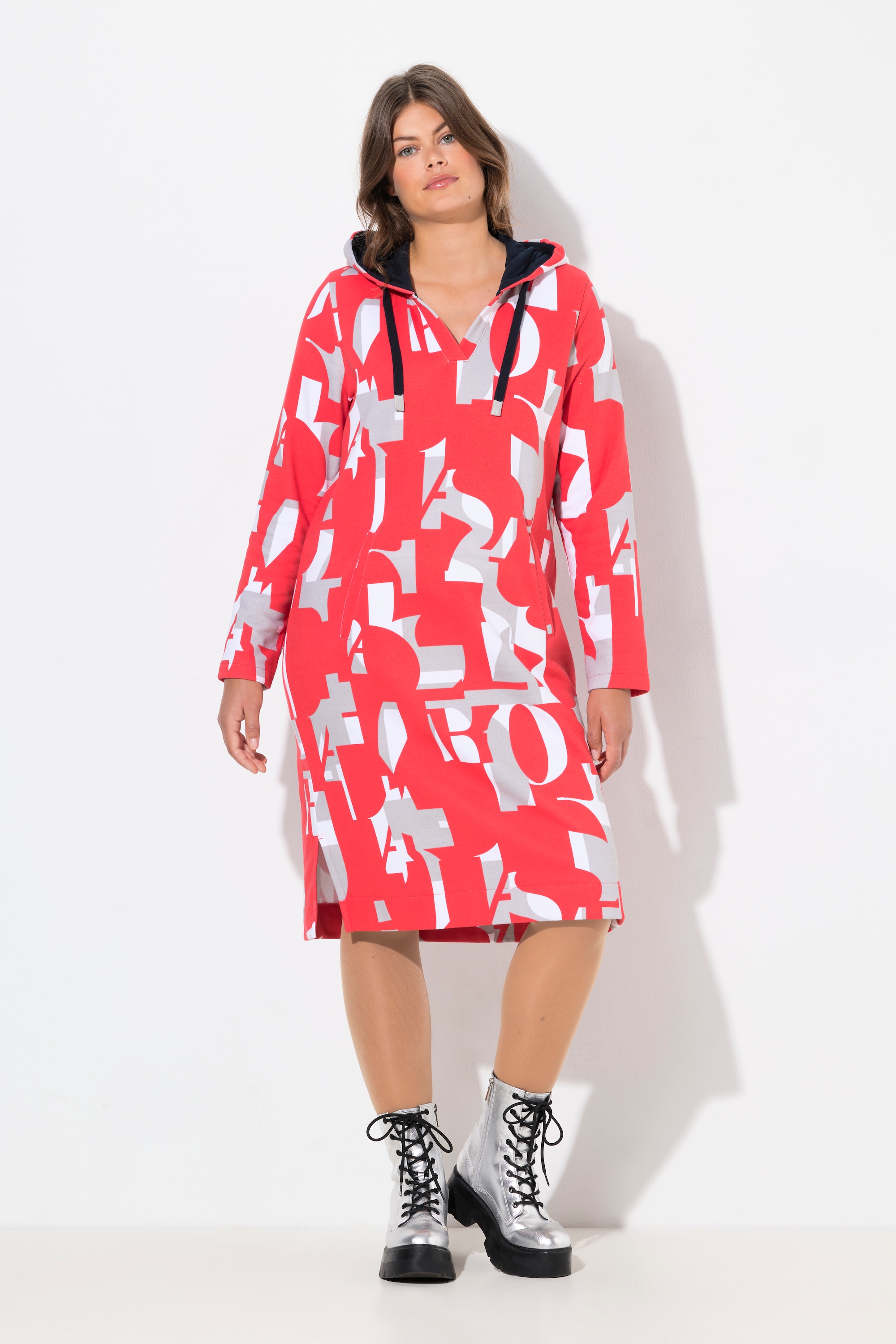 Laurasøn Damen Sweatkleid mit grafischen Druck Kapuze Langarm OEKO TEX 836247 – Bild 2