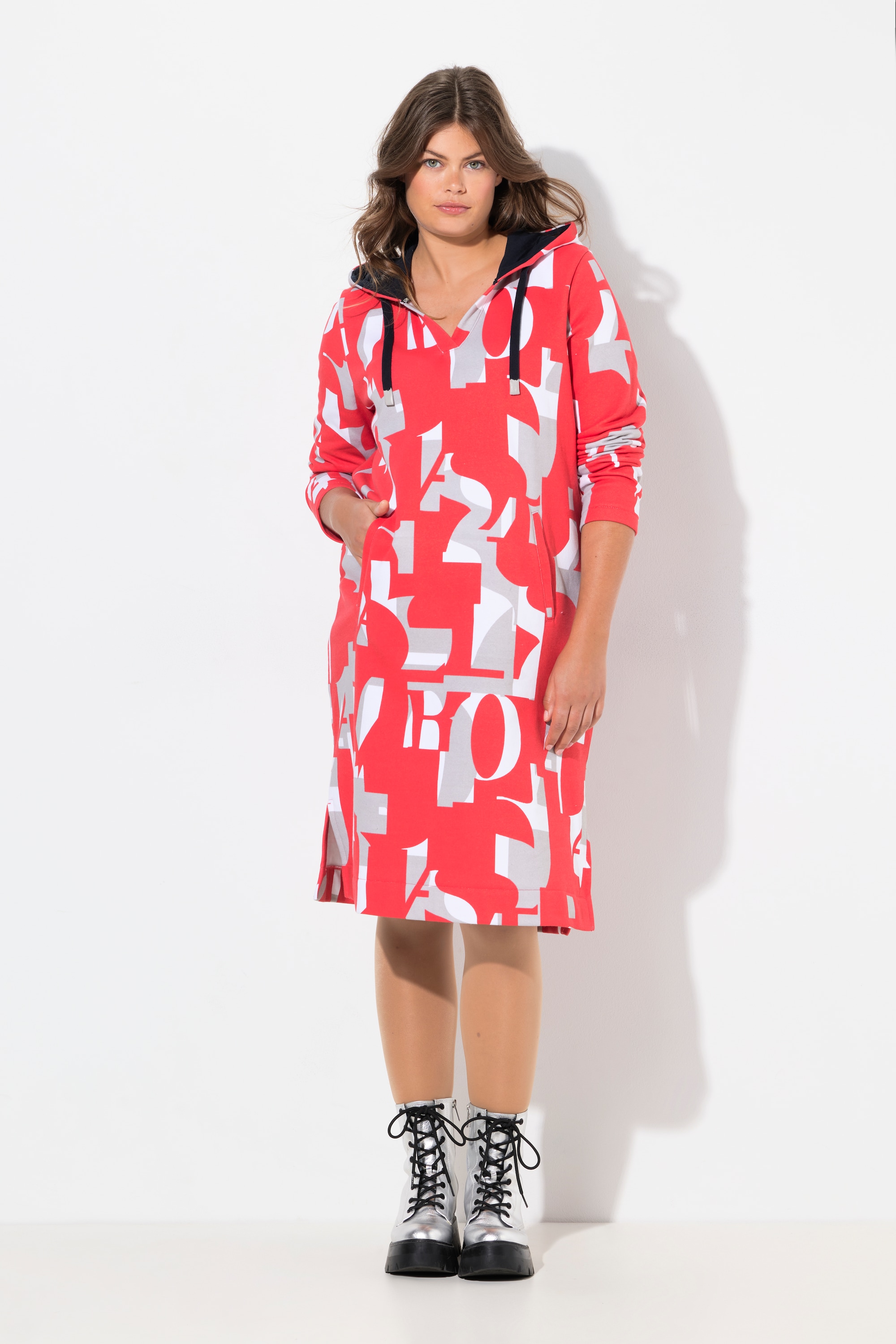 Laurasøn Damen Sweatkleid mit grafischen Druck Kapuze Langarm OEKO TEX 836247 – Bild 8