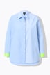 Bluse, patch-look, skjortekrave, neon-manchetter