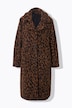 Faux Fur Button Front Leopard Print Coat