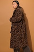 Faux Fur Button Front Leopard Print Coat