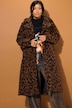 Faux Fur Button Front Leopard Print Coat