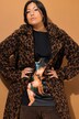 Faux Fur Button Front Leopard Print Coat