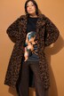 Faux Fur Button Front Leopard Print Coat