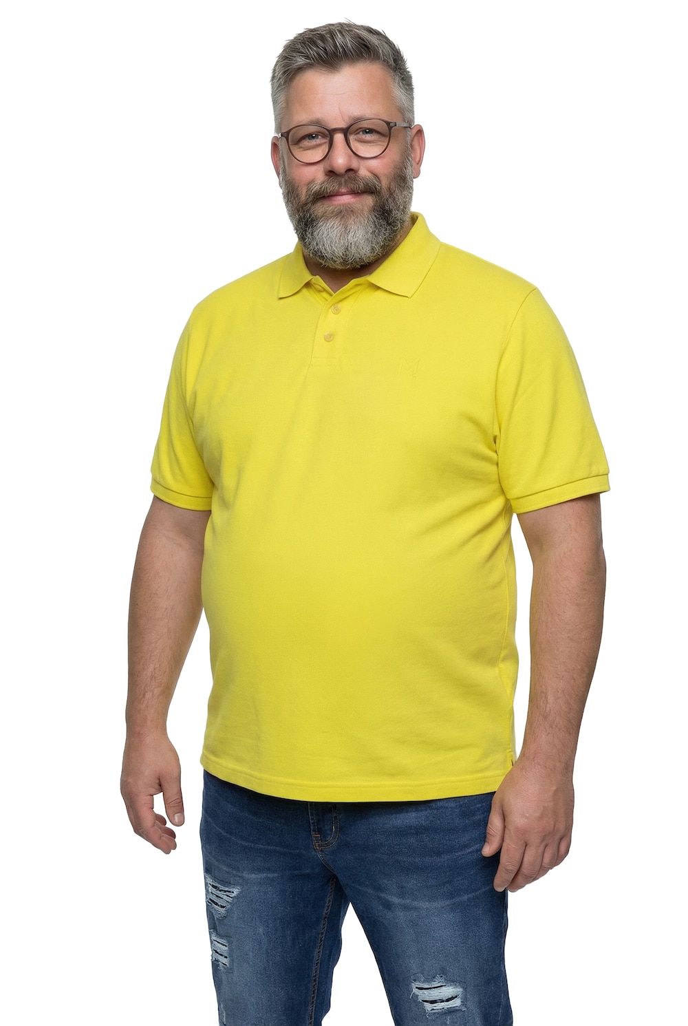 Stora storlekar Pikétröja, Her, gul, storlek: XL, Bomull/Viskos, Men Plus