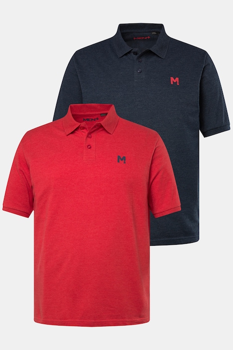 Men+ poloshirts, set van 2, basic, piqué, korte mouwen, tot 8XL