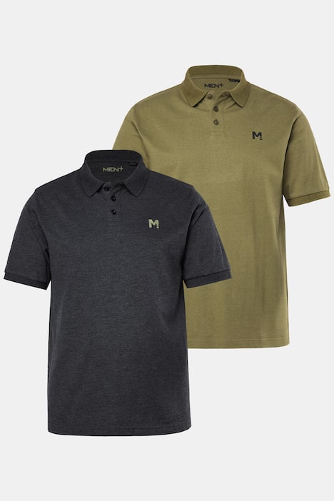 Men+ poloshirts, set van 2, basic, piqué, korte mouw, tot 8XL