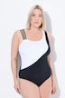 Maillot de bain esprit « colour block ». Bretelle triple et bonnets souples. Matières recyclées