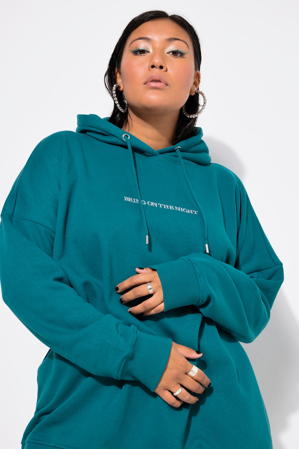 Große Größen Hoodie, Damen, türkis, Größe: 46/48, Baumwolle/Polyester, Studio Untold