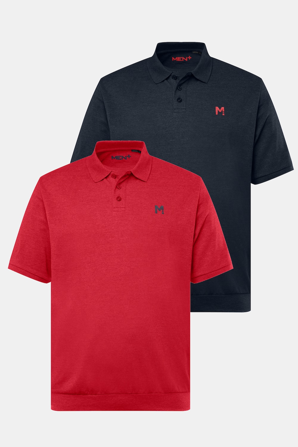 Men+ Poloshirts, 2er-Pack, Bauchfit, Basic, Piqué, Halbarm, bis 10 XL