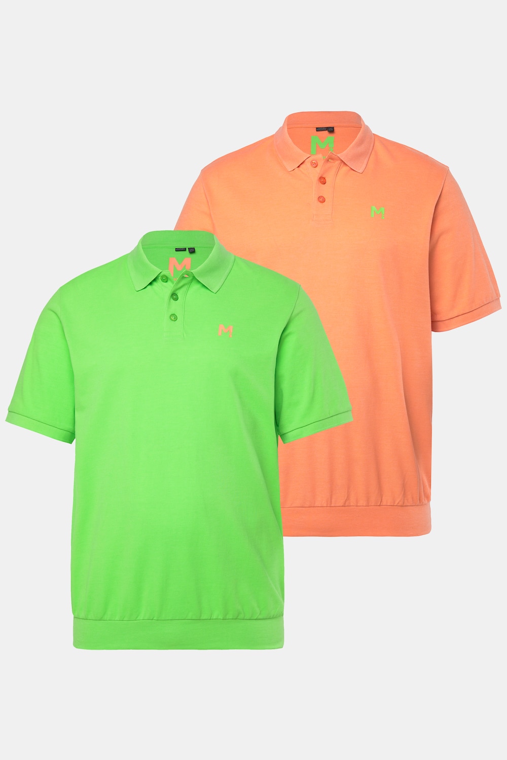 poloshirts, set van 2, buikfit, basic, piquÃ©, korte mouw, tot 8XL