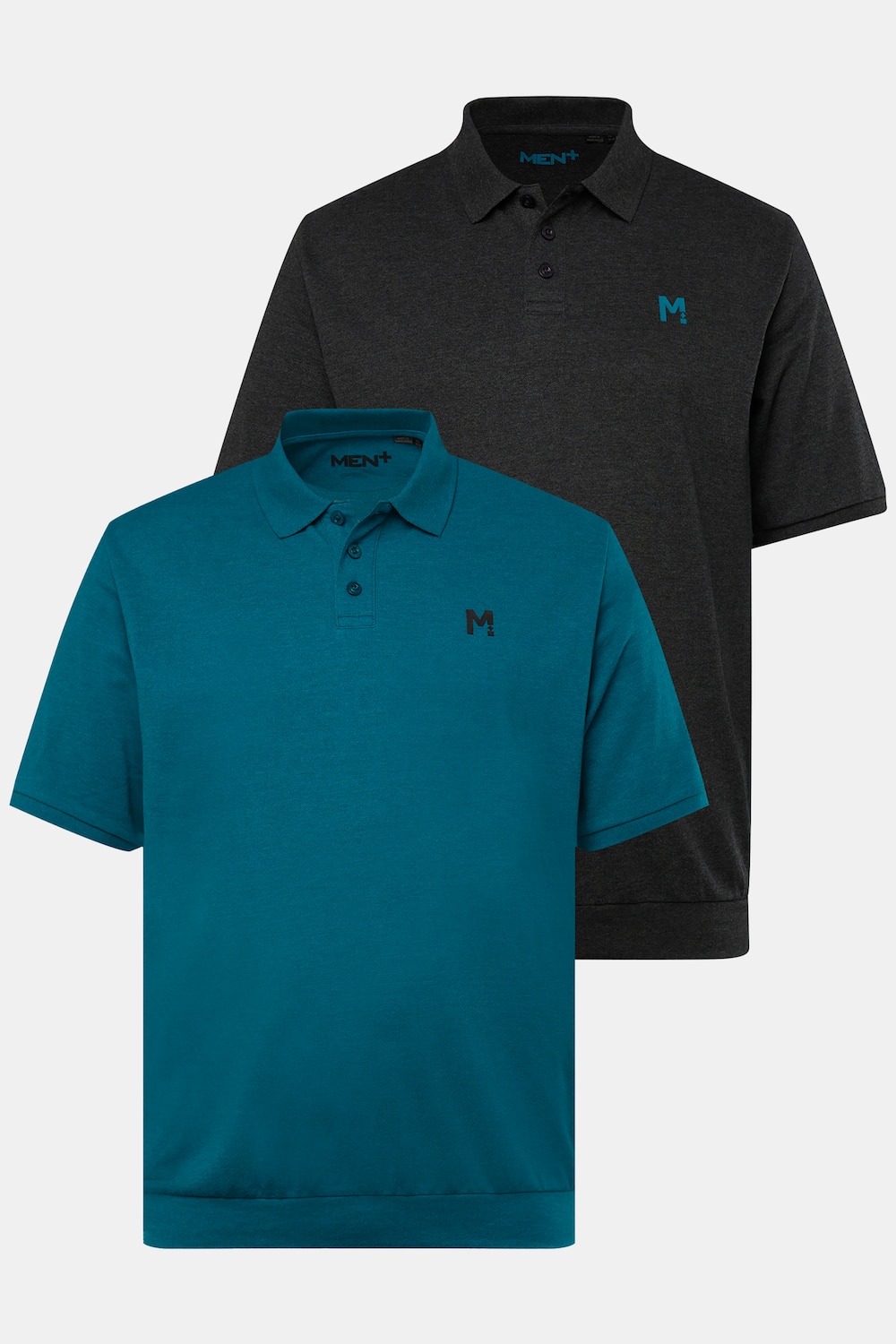 Men+ poloshirts, set van 2, Buik-Fit, basic, piqué, korte mouwen, tot 8XL