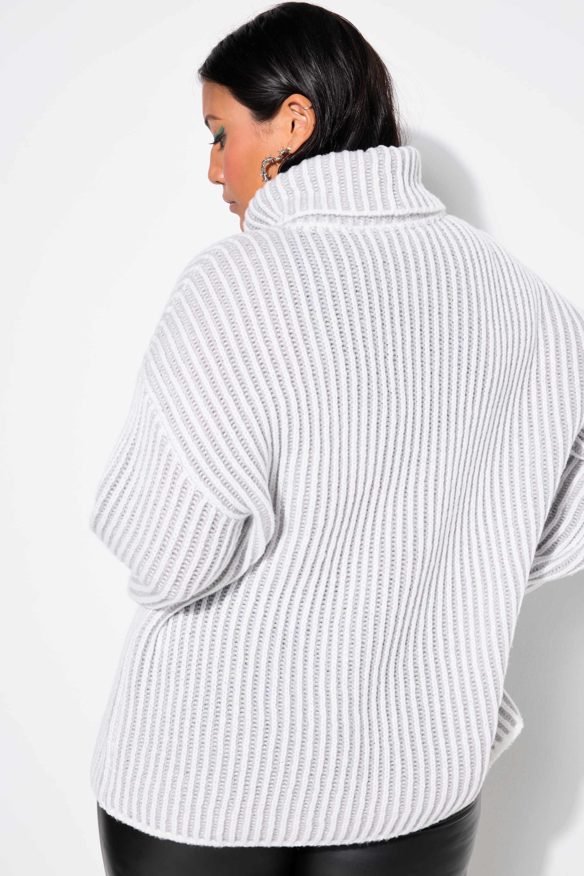 Studio Untold Damen große Größen Rollkragenpullover oversized Streifen 836267