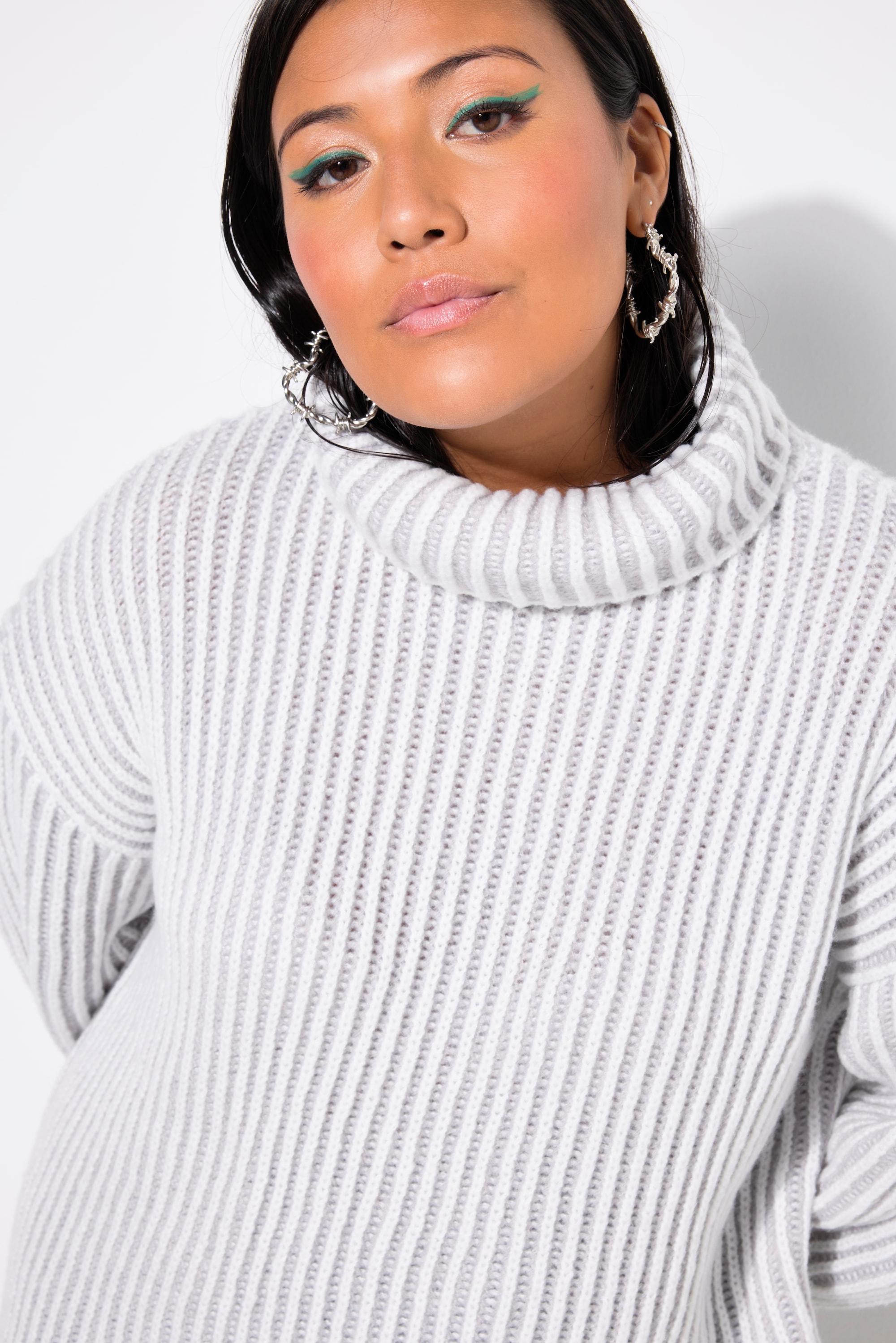 Studio Untold Damen große Größen Rollkragenpullover oversized Streifen 836267