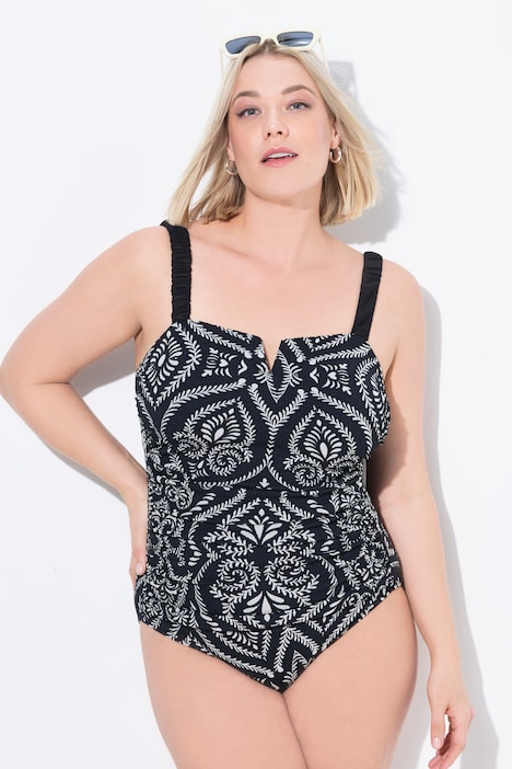 Paisley Print Gathered Strap Ruched Swimsuit