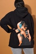 Sudadera con capucha, oversize, estampado en la espalda