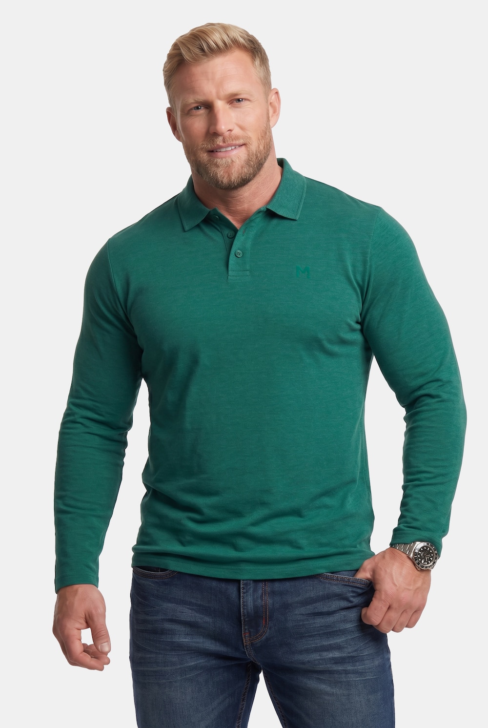 Poloshirt, Basic, Piqué, Langarm, bis 8 XL