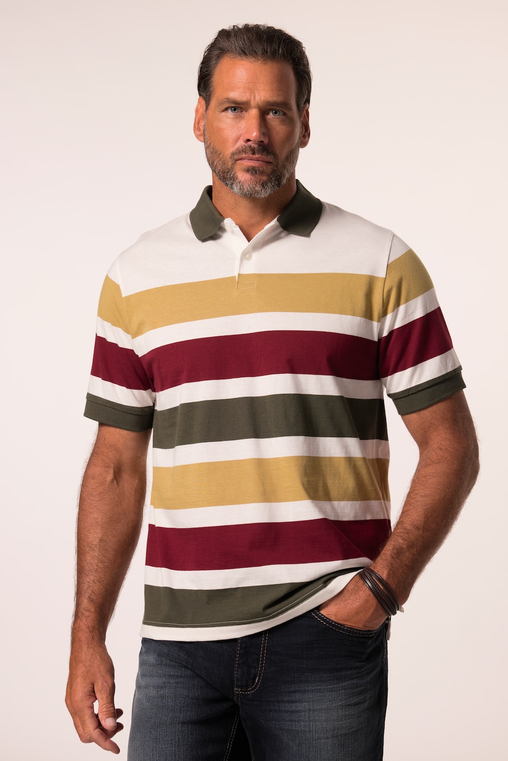 JP 1880 poloshirt, halflange mouwen, strepenjersey, tot 8XL
