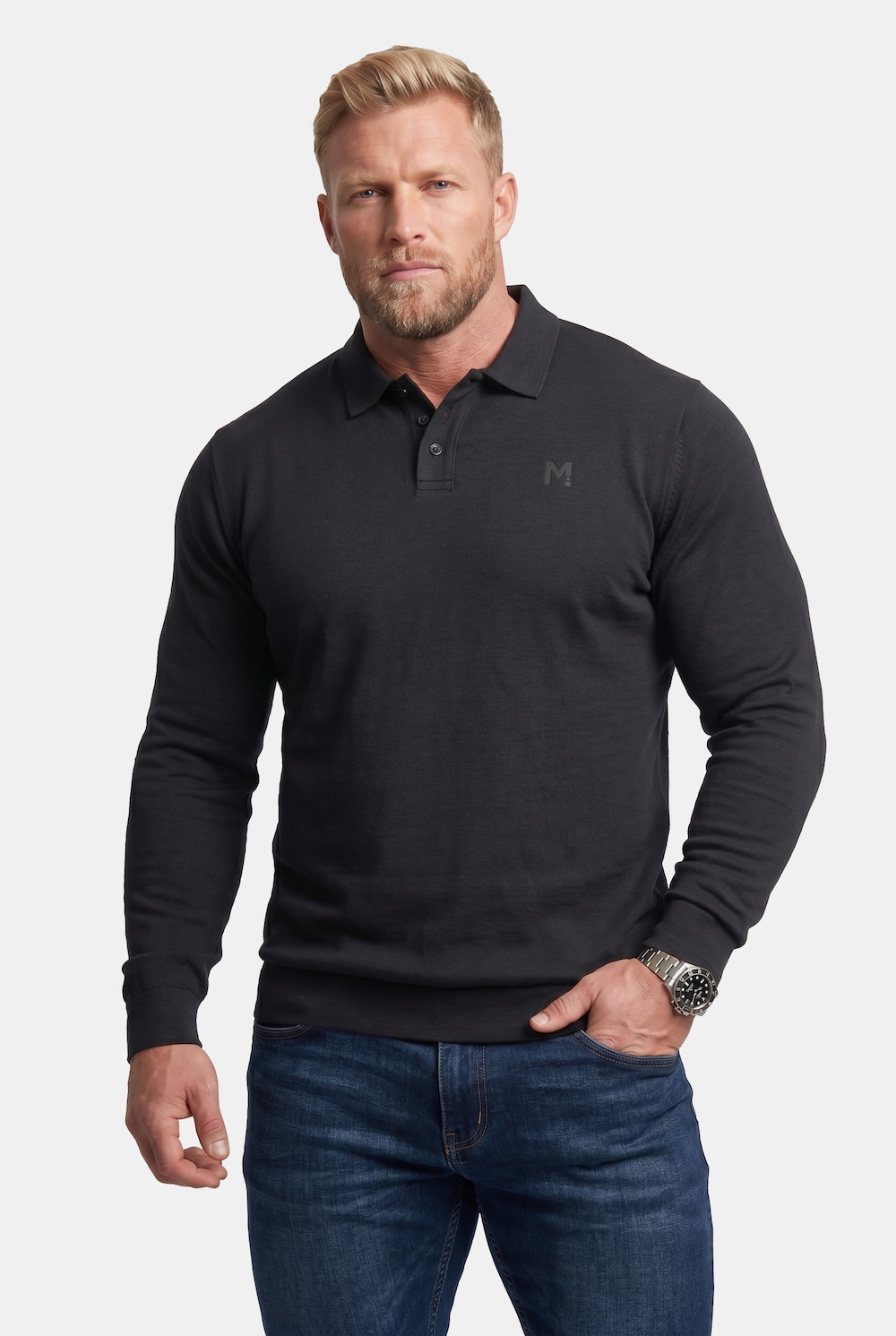 Poloshirt, Bauchfit, Basic, Piqué, Langarm, bis 10 XL