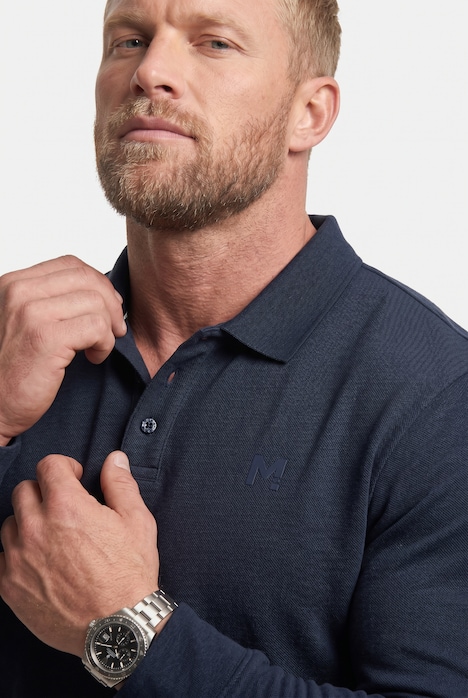 Poloshirt, Bauchfit, Basic, Piqué, Langarm, bis 10 XL