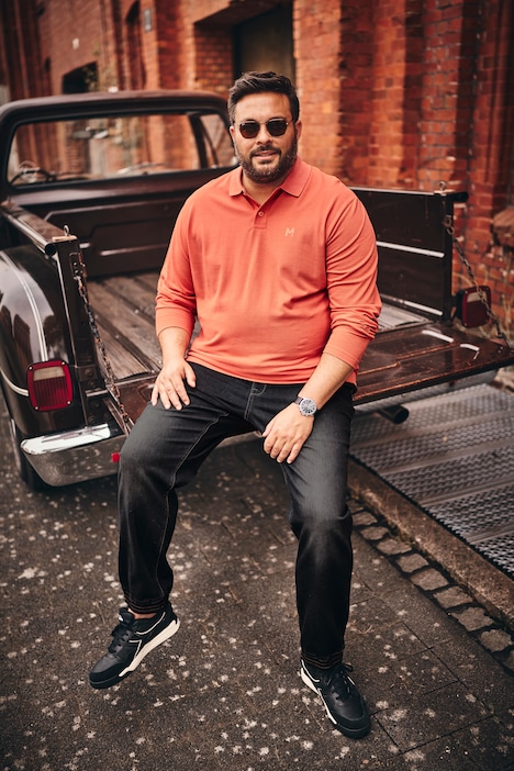 Poloshirt, Bauchfit, Basic, Piqué, Langarm, bis 10 XL