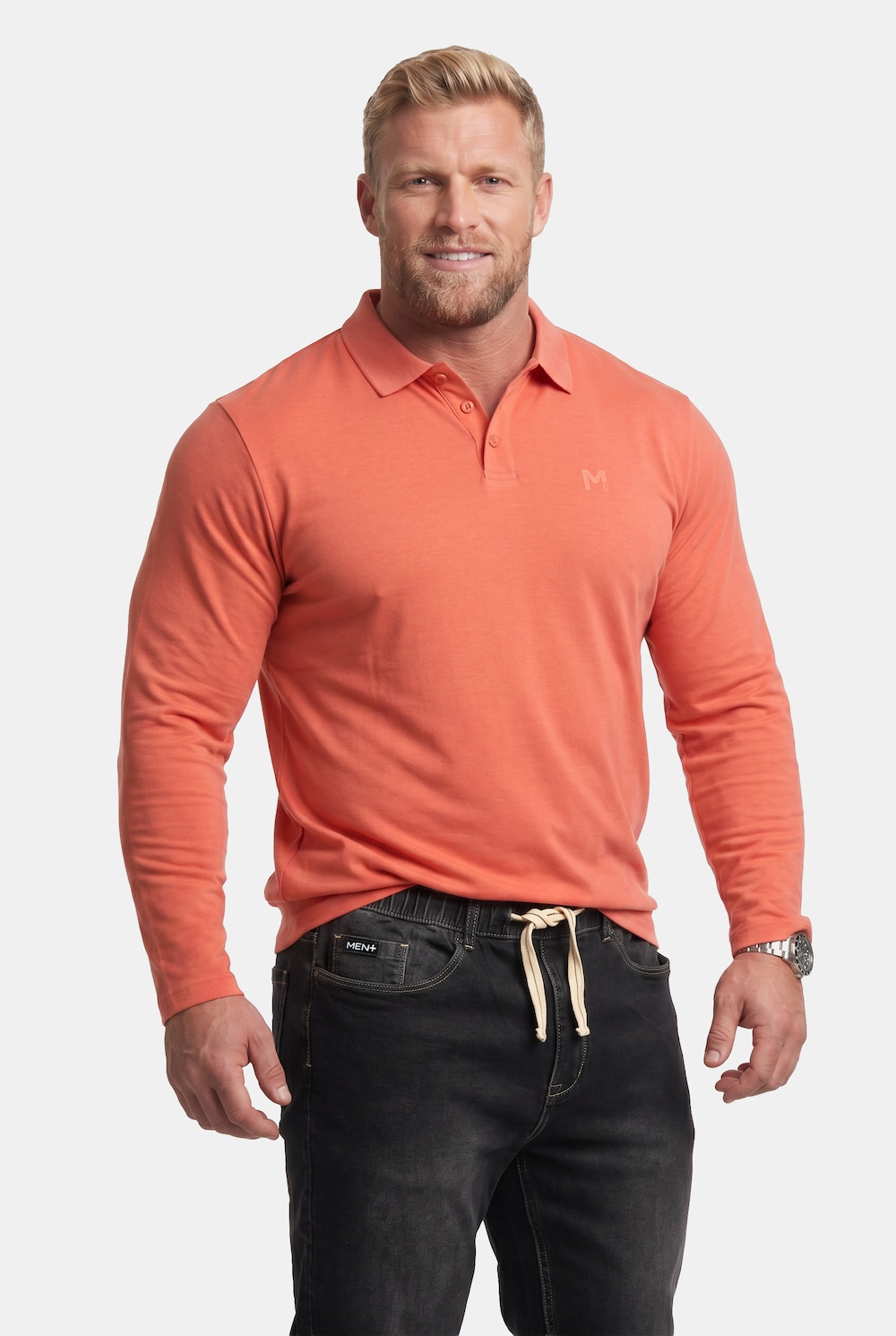 Poloshirt, Bauchfit, Basic, Piqué, Langarm, bis 10 XL