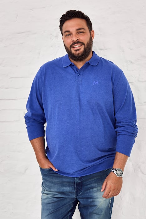 Polo Men+ en maille piquée, ventre confort et manches longues, collection Basic – jusqu'au 8 XL
